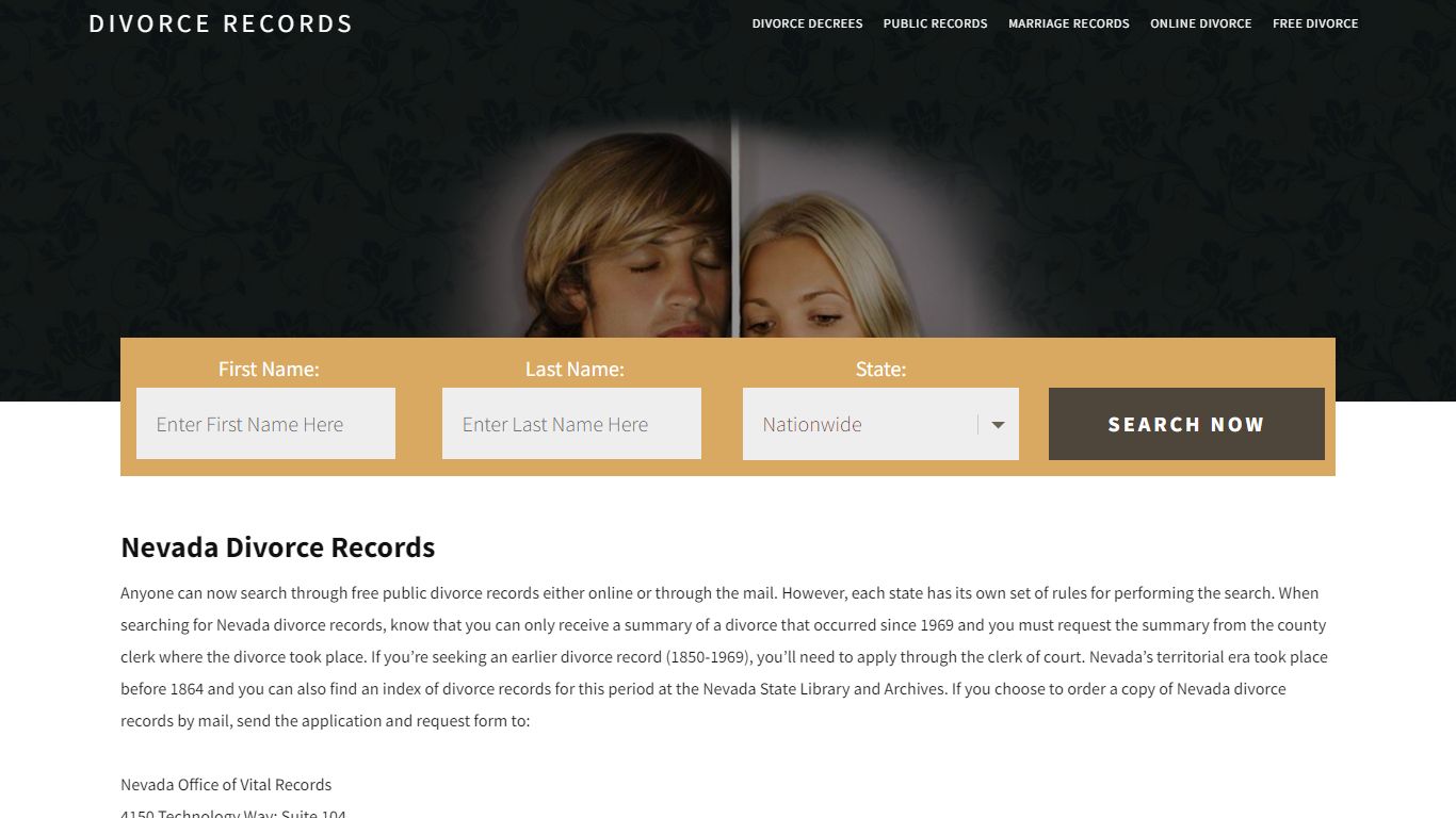 Nevada Divorce Records | Enter Name & Search | 14 Days FREE